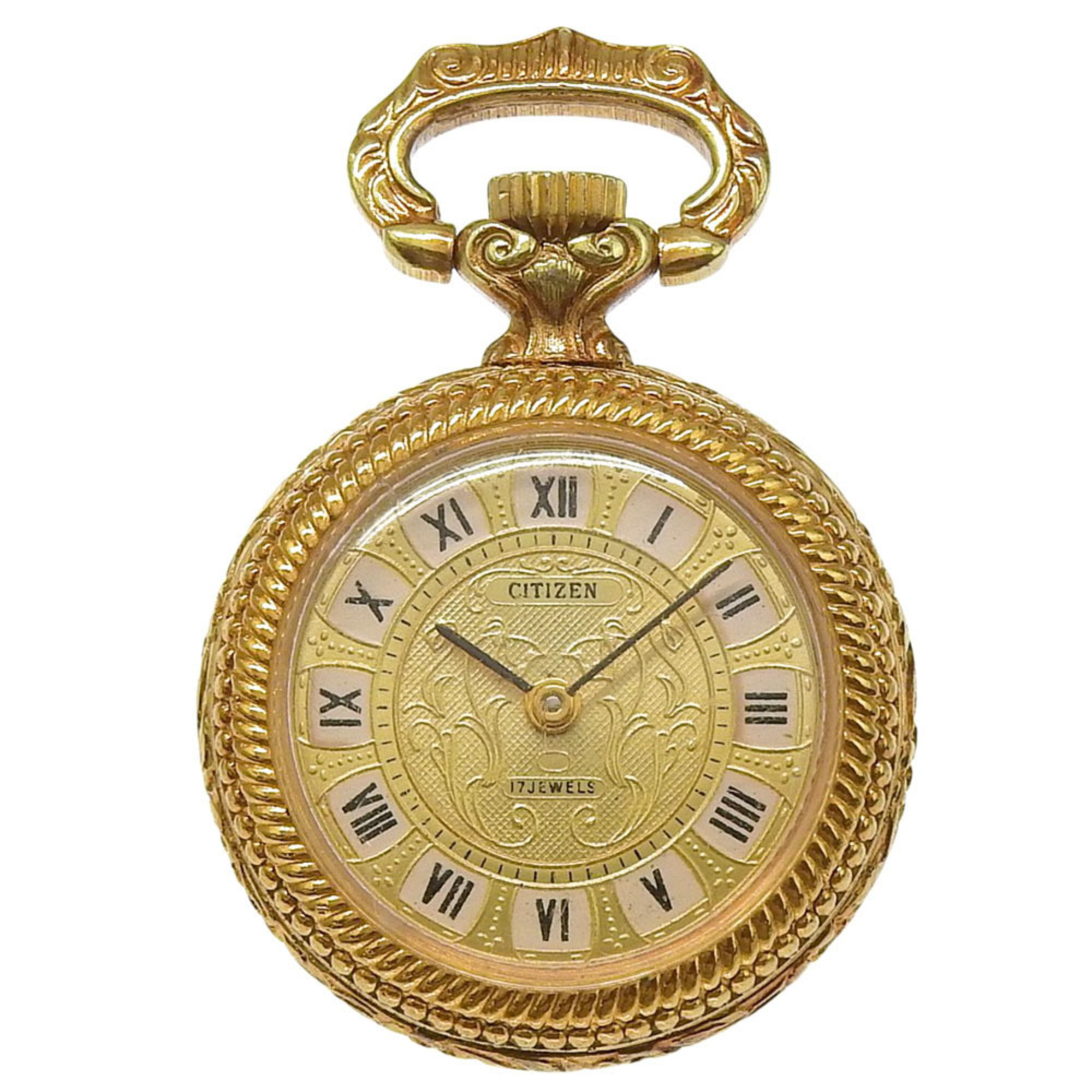 Citizen Pocket Watch Gold Plated HandWound Analog Display Dial Unisex
